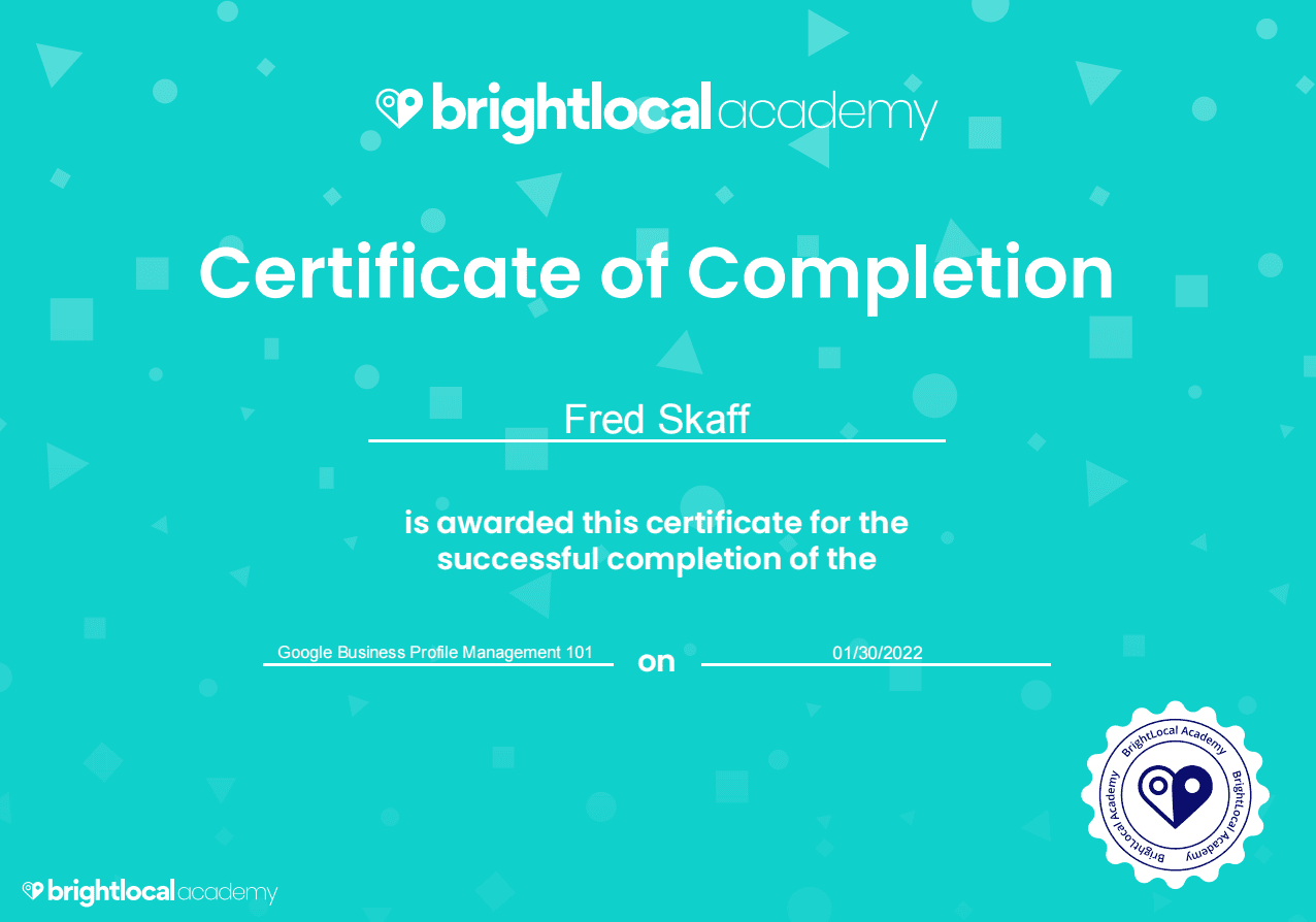 Bright local certified